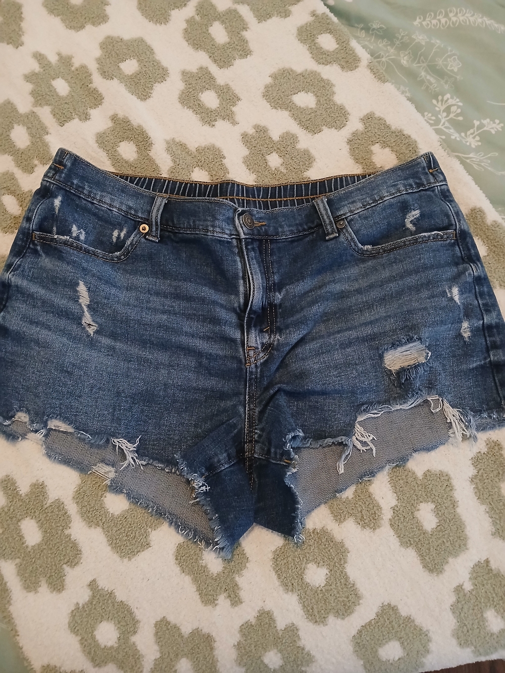 aerie Distressed Dark Blue Denim Cutoff Shorts